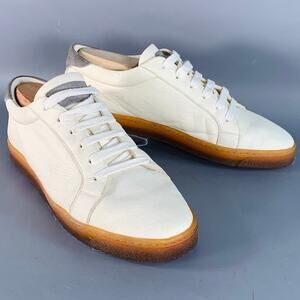 BRUNELLO CUCINELLI Size 9 Off White Grey Leather Low Top Sneakers